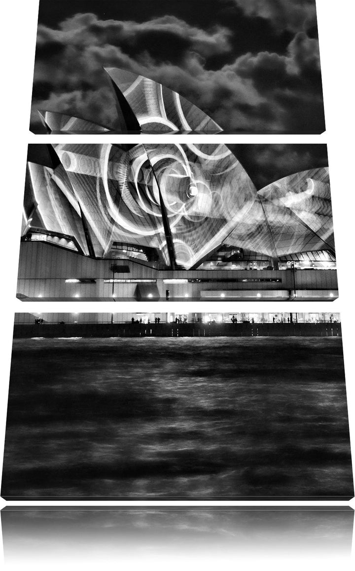 Pixxprint Sydney Opera House Lichter als Leinwandbild/Grösse: 3 Teilig (120x80) cm/Wandbild/Kunstdru