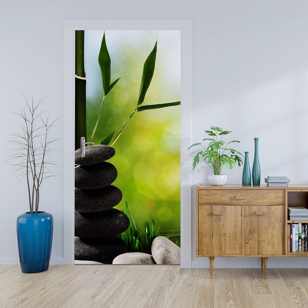 wandmotiv24 Türtapete Abstrakte asiatische Badekurortkunst 90 x 200cm (B x H) - Dekorfolie selbstkle