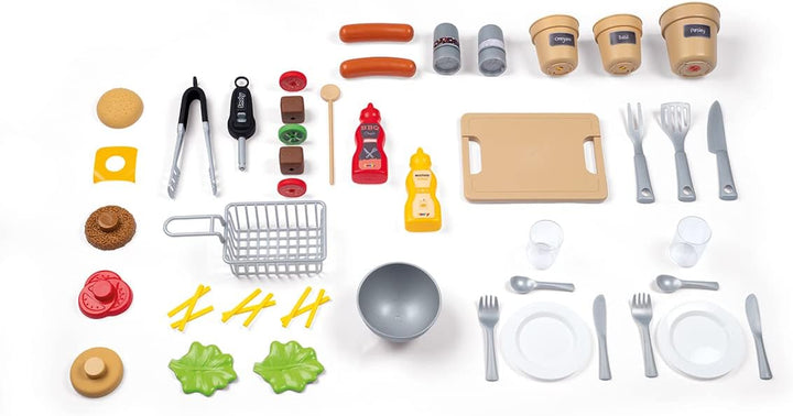 Smoby - Outdoor Gartenspielküche - inklusive Grill, Spülbecken mit Wasserpumpfunktion und vielen Zub