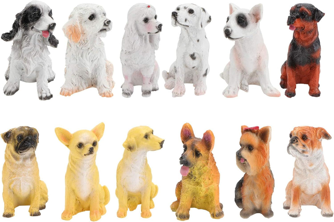 Cabilock Tier-Ornament 12st Welpen-Ornament-Harz Harz Hundefiguren Mini Harz Welpenpuppe Auto Dekor