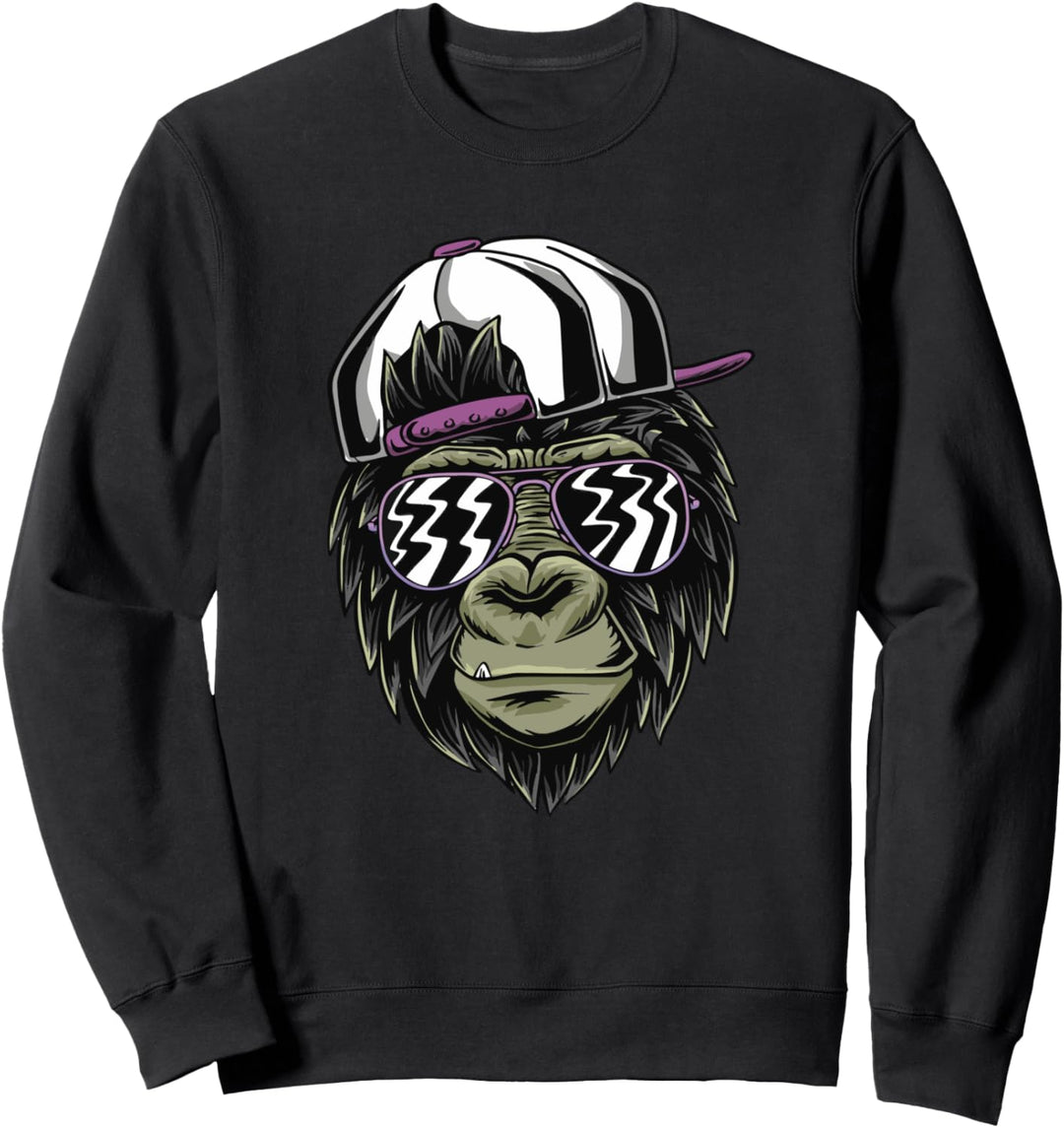 Cooler Affe mit Brille im Illustrationsstil Sweatshirt