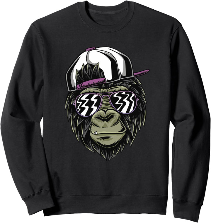 Cooler Affe mit Brille im Illustrationsstil Sweatshirt