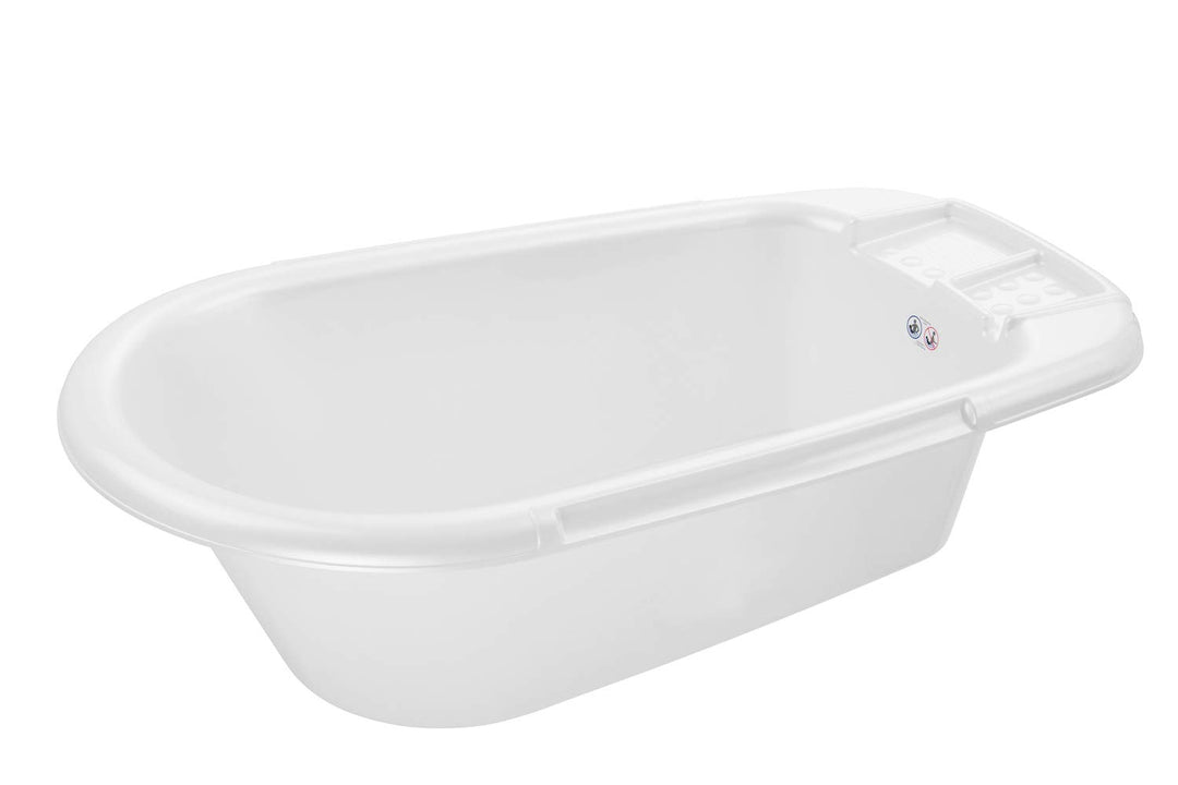Rotho Babydesign Bella Bambina Badewanne - Stilvolle Weisse Babybadewanne für Kinder - Geräumige und
