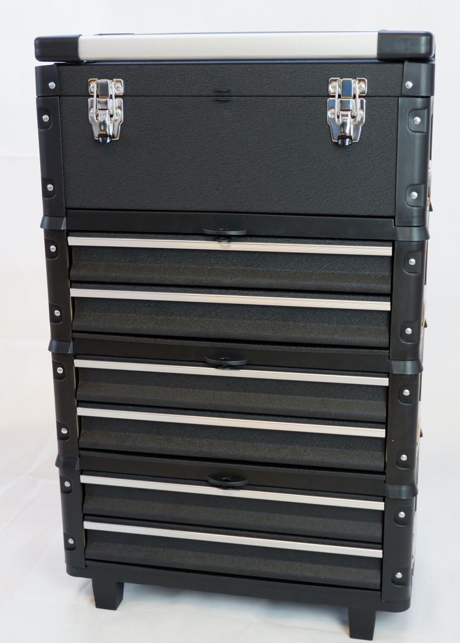 ASS Metall Werkzeugtrolley Werkstattwagen XXL Type: B3-B BLACK EDITION schwarz mit Schubladenverrieg