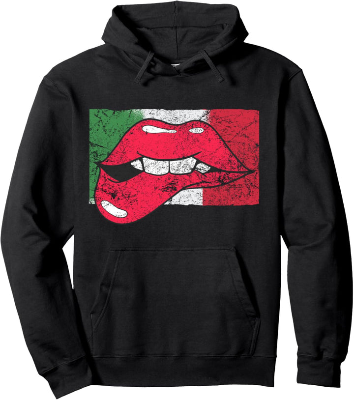 Italien Fahne Flagge Mund Kuss Kussmund Lippen Pullover Hoodie