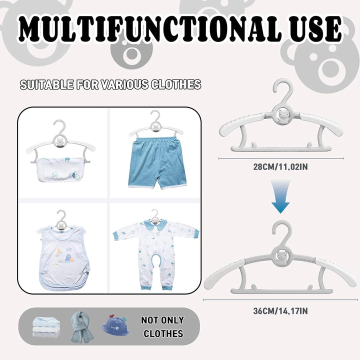 HGYZE Babykleiderbügel Antirutsch 20 Stück, 29-37cm Ausziehbare Kinderkleiderbügel mit Hosenständer,