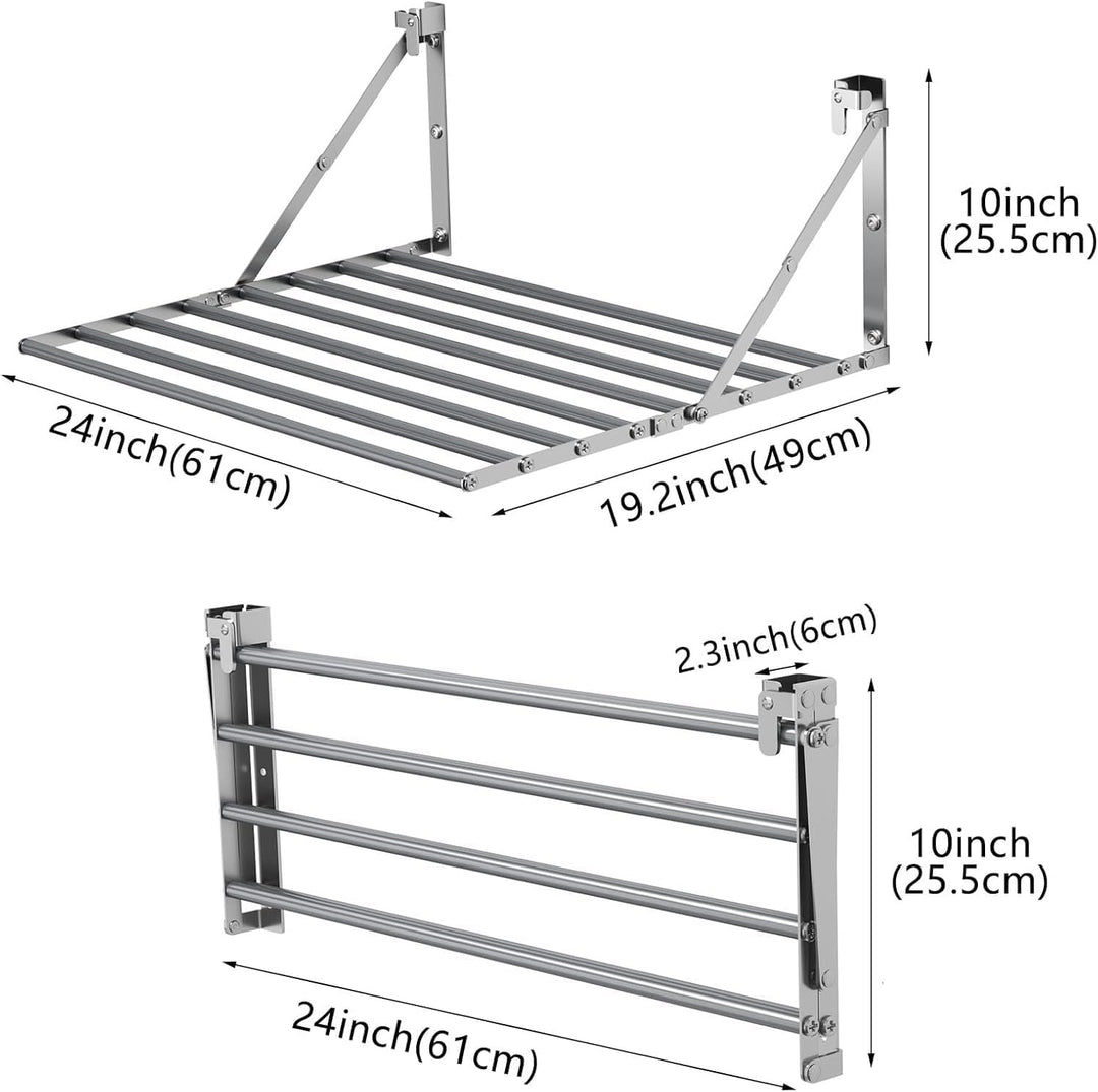 Innotic Wäscheständer Wandmontage Klappbar, Wasserdicht Wäschetrockner Wand Outdoor mit 8 Stangen gr