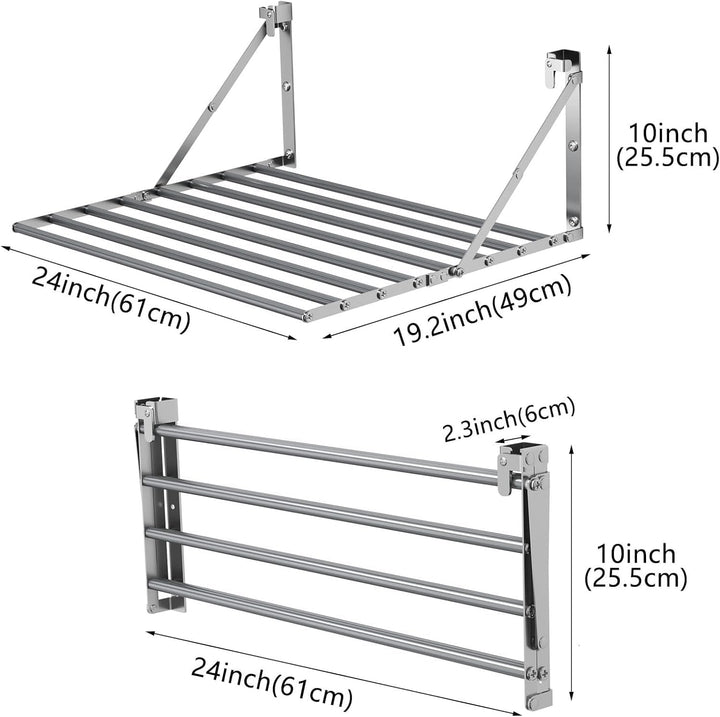 Innotic Wäscheständer Wandmontage Klappbar, Wasserdicht Wäschetrockner Wand Outdoor mit 8 Stangen gr