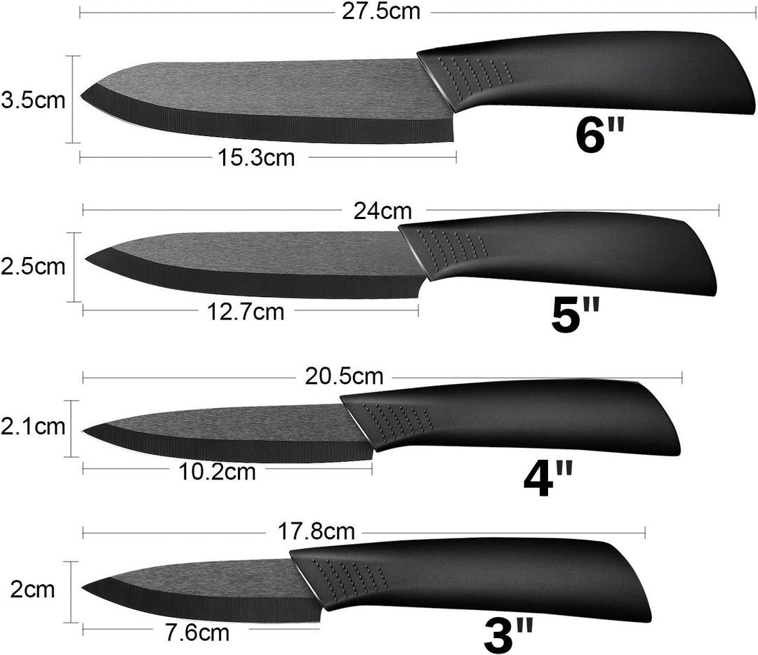 Ballery keramikmesser, Keramikmesser Set mit Schutzhülle, Küchenmesser Set mit 4-teilig Messer und 1
