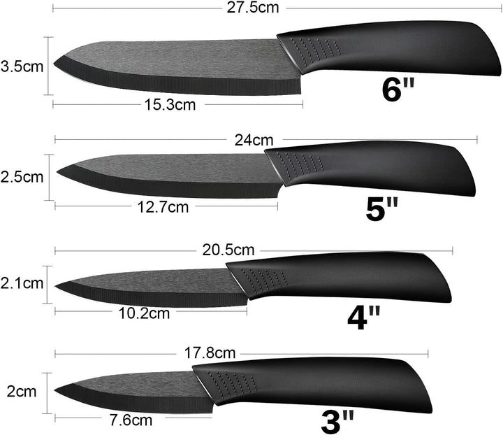 Ballery keramikmesser, Keramikmesser Set mit Schutzhülle, Küchenmesser Set mit 4-teilig Messer und 1