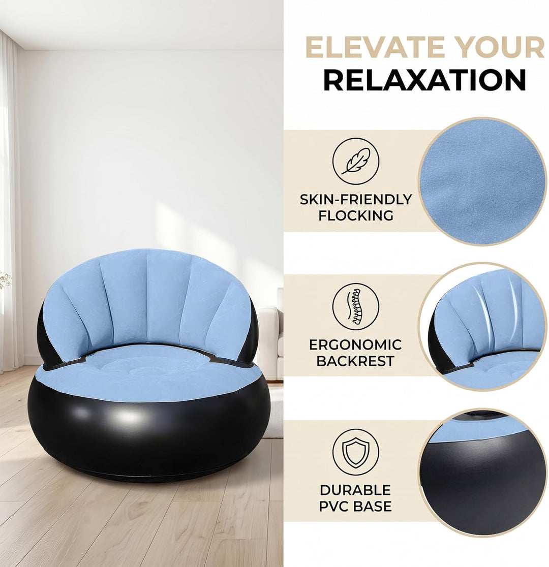 Aufblasbares Sofa Sessel mit Pumpe, Faltbarer Luftsessel für Innen & Aussen, Bequeme Aufblasbare Cou