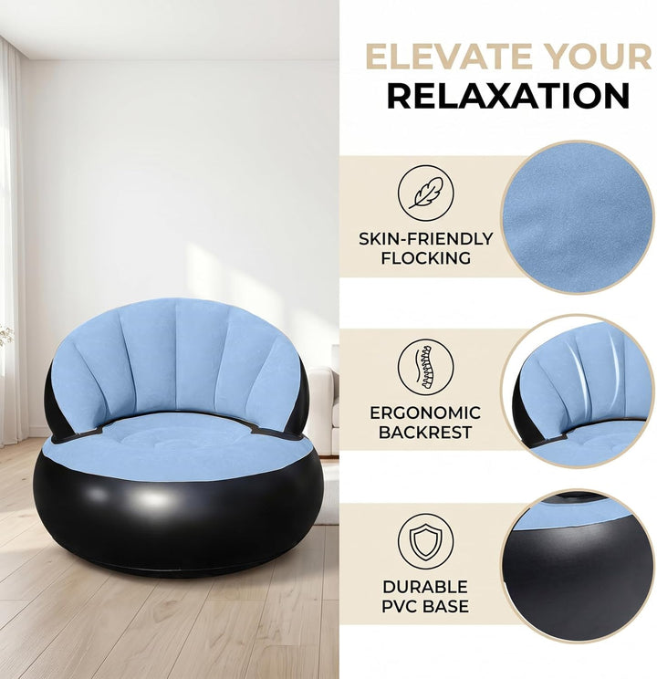 Aufblasbares Sofa Sessel mit Pumpe, Faltbarer Luftsessel für Innen & Aussen, Bequeme Aufblasbare Cou
