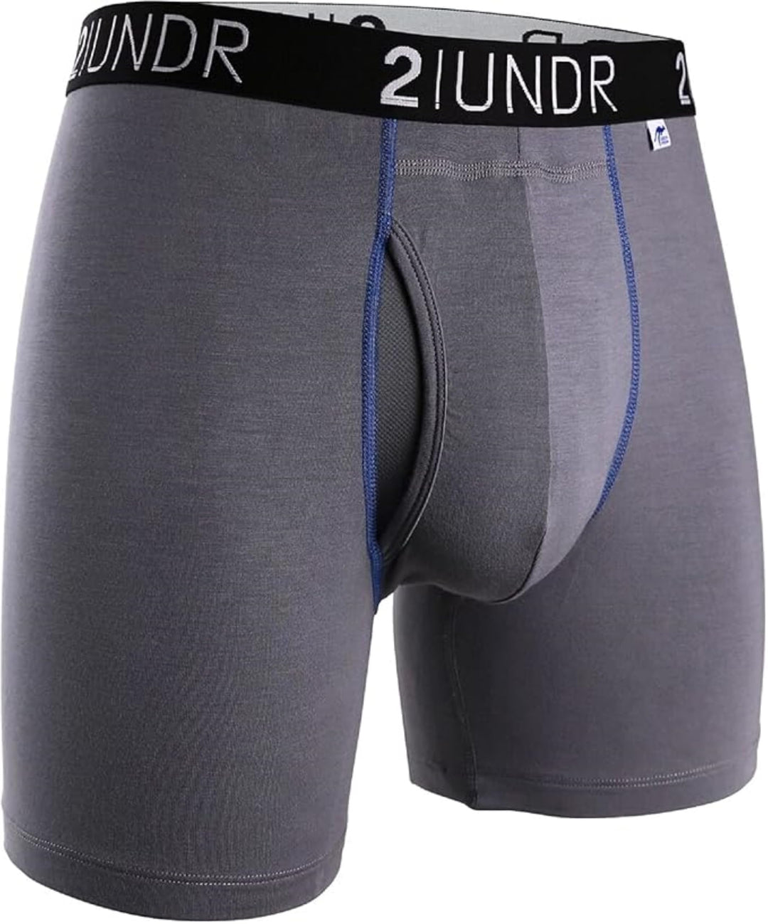 2UNDR Herren-Boxershorts Swingshift. S Grau / Blau, S Grau / Blau