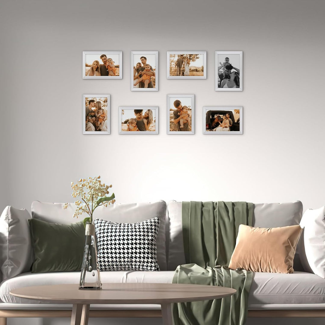 Hoikwo 18 Stück Bilderrahmen 10x15 cm, Silber Fotorahmen Collage Set für Wohnzimmer Schlafzimmer Kin