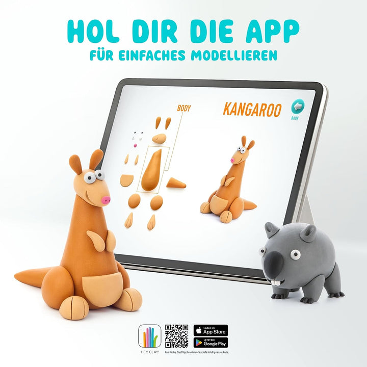 HEY CLAY - 15 Dosen lufttrocknende Knete für Kinder ab 3 Jahren - Kreatives Bastelset - Modelliermas