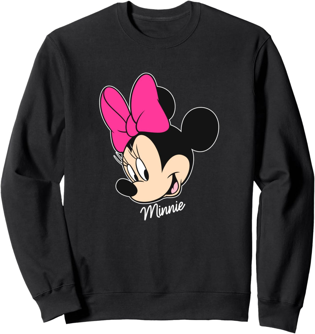 Disney Minnie Mouse Big Face Smile Pink Bow Sweatshirt