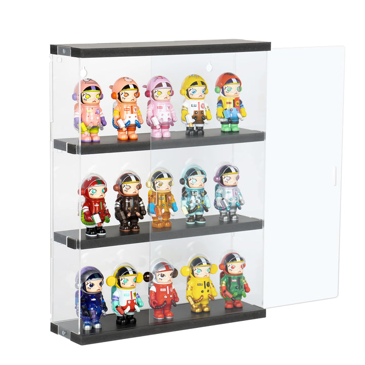 Nynelly 3 Ebenen Vitrine für Sammlung aus Acryl, Wand-Box, transparente Vitrine mit Tür für Mini Fun