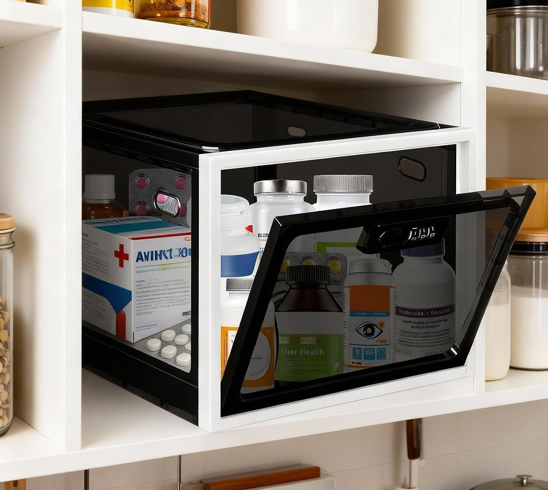 Gemaxvoled Abschliessbare Box, durchsichtige Box für Medikamente, Premium-Material abschliessbare La