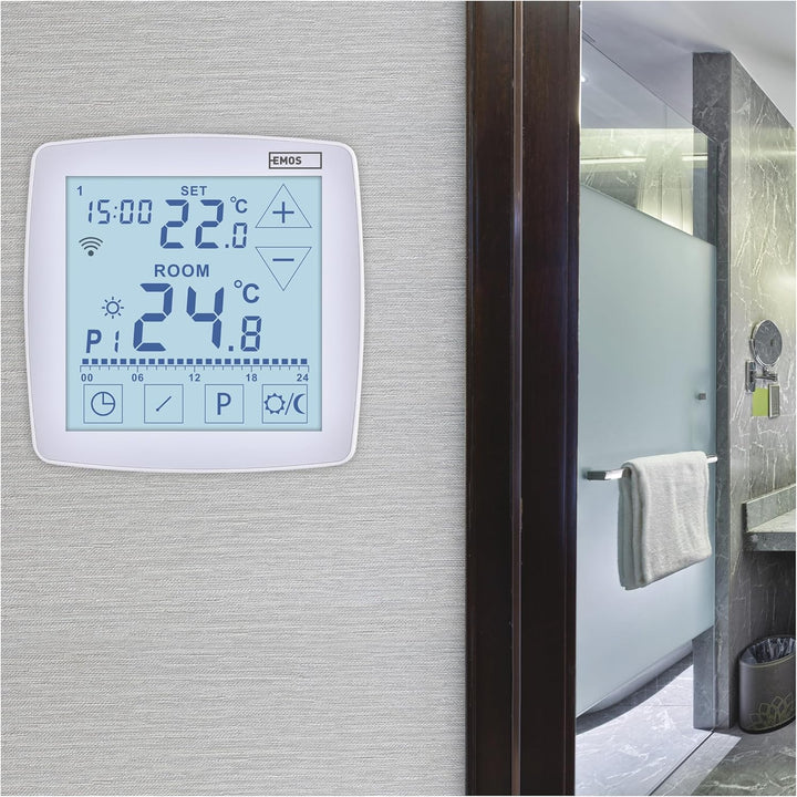 EMOS GoSmart - Smart Home Raumthermostat mit App - WiFi - Open Therm Thermostat für Fussbodenheizung