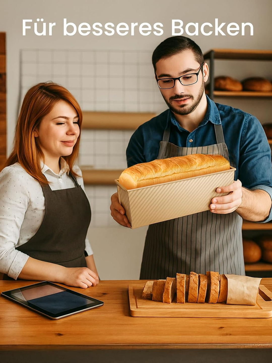 Premium Brotbackform mit Deckel 34,5×13,5×12cm Extra Hohe Toastbrot Backform, Antihaft-Beschichtung,