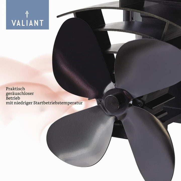 Valiant Hitze Powered Ofen FAN, schwarz, FIR350 5W, 5V Remora,, Ofenventilator, wärmebetrieben, schw
