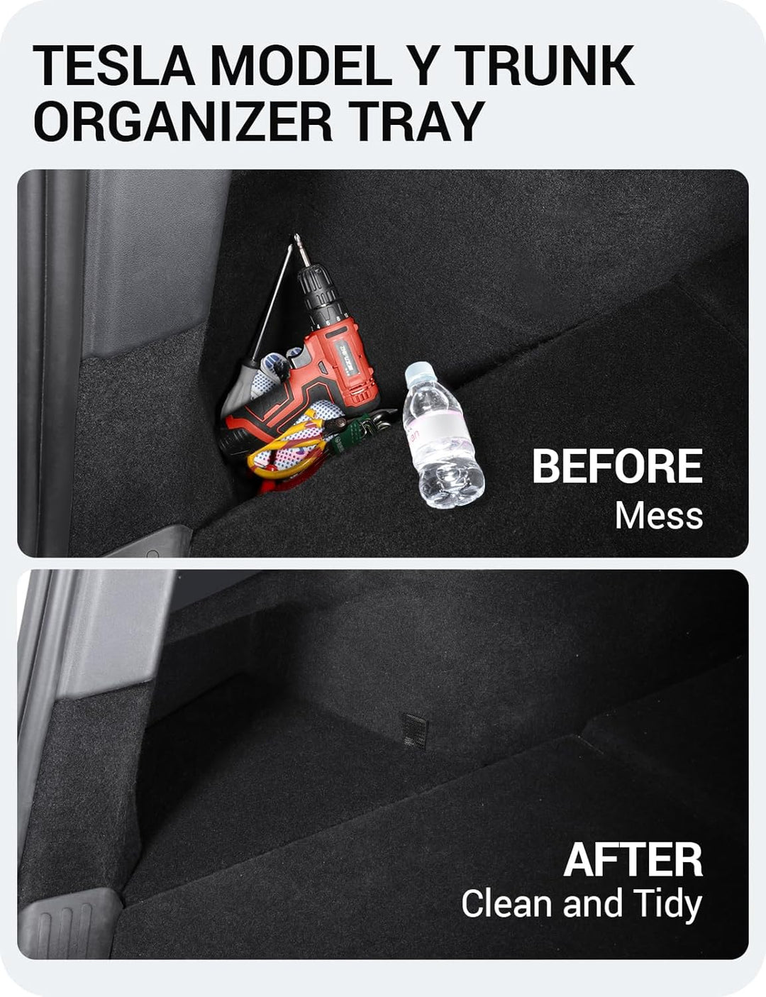 BASENOR Tesla Model Y Kofferraum Organizer Wasserdicht Hintere Kofferraum Aufbewahrungskörbe Seitenb