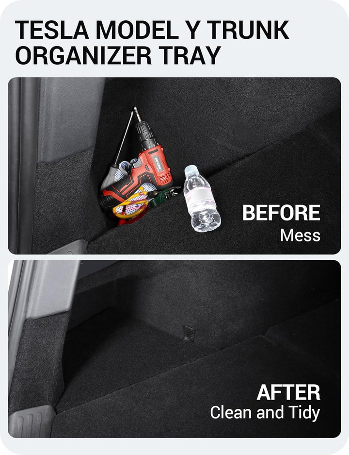 BASENOR Tesla Model Y Kofferraum Organizer Wasserdicht Hintere Kofferraum Aufbewahrungskörbe Seitenb