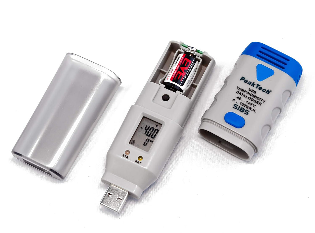 PeakTech 5185 – USB Data Logger/Rekorder mit 32.000 Messwerten für Luftfeuchtigkeit & Temperatur Mes