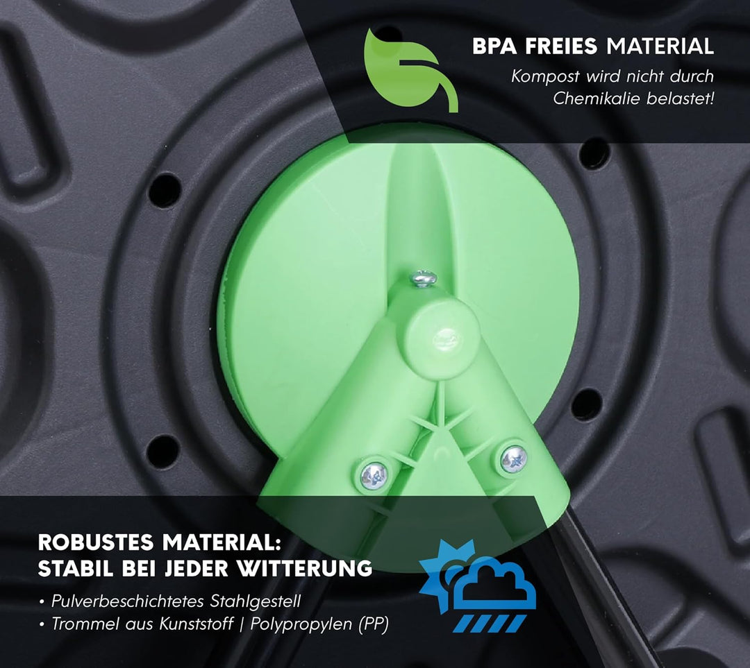 WESTMANN Kunststoff Trommelkomposter Humus-Duo | 2er rotierender Komposter | 120 L | Mobiler Kompost