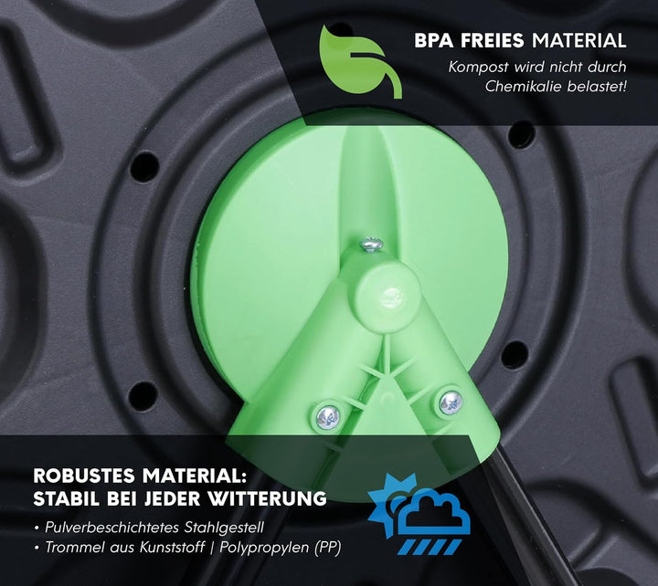 WESTMANN Kunststoff Trommelkomposter Humus-Duo | 2er rotierender Komposter | 120 L | Mobiler Kompost