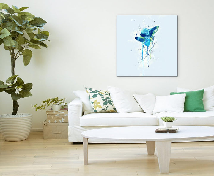Paul Sinus Art Cute Chihuahua 60x60cm Keilrahmenbild Kunstbild Aquarell Art Wandbild auf Leinwand fe