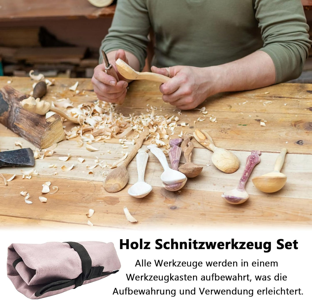 Schnitzwerkzeug Holz Schnitzset für Anfänger, Holz Schnitzwerkzeug Set, 10 Stück Holzschnitzwerkzeug