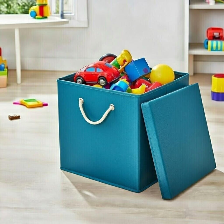 StickandShine 4er Set Türkis Faltbox 30 x 30 x 30 cm Aufbewahrungsbox faltbar mit Kordel und mit Dec
