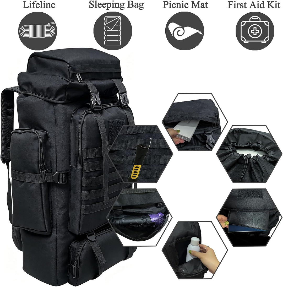 80L Wanderrucksack Campingrucksack, 80 Liter Grosses Fassungsvermögen Outdoor-Rucksack Reiseklettern