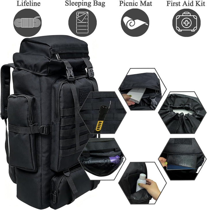 80L Wanderrucksack Campingrucksack, 80 Liter Grosses Fassungsvermögen Outdoor-Rucksack Reiseklettern