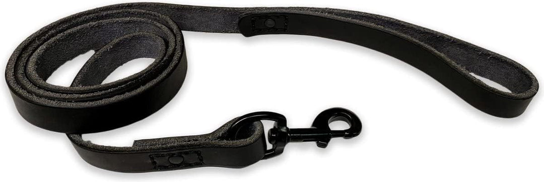 Leder Hundeleine - mit Naht - 140cm - Ganz schwarz Ganz Schwarz 140cm, Ganz Schwarz 140cm