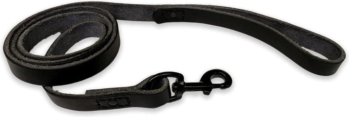 Leder Hundeleine - mit Naht - 180cm - Ganz schwarz Ganz Schwarz 180cm, Ganz Schwarz 180cm