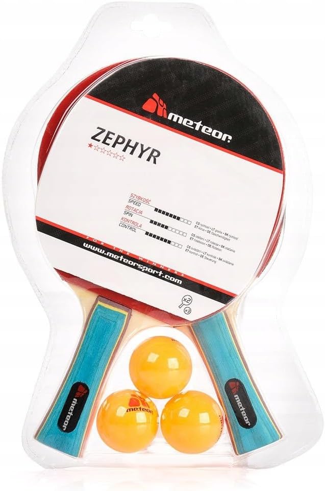meteor Tischtennis-Set Zwei Schläger und DREI Bälle Allround-Profi Amateur-Mittel- und Fortgeschritt