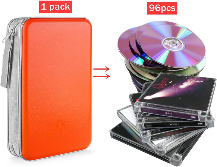 LIOVODE DVD-Tasche,96 Kapazität CD-Hülle Halter Lagerung Veranstalter Hartplastik Schutz Disc-Geldbö