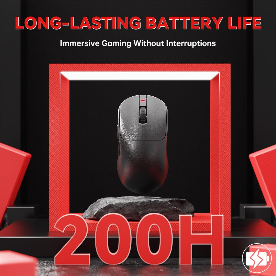 A.JAZZ AJ199 Carbonfaser-Gaming-Maus, Kabellos 2,4G/BT/USB-C Tri-Mode, Ultraleicht 55g, Optischer Pi
