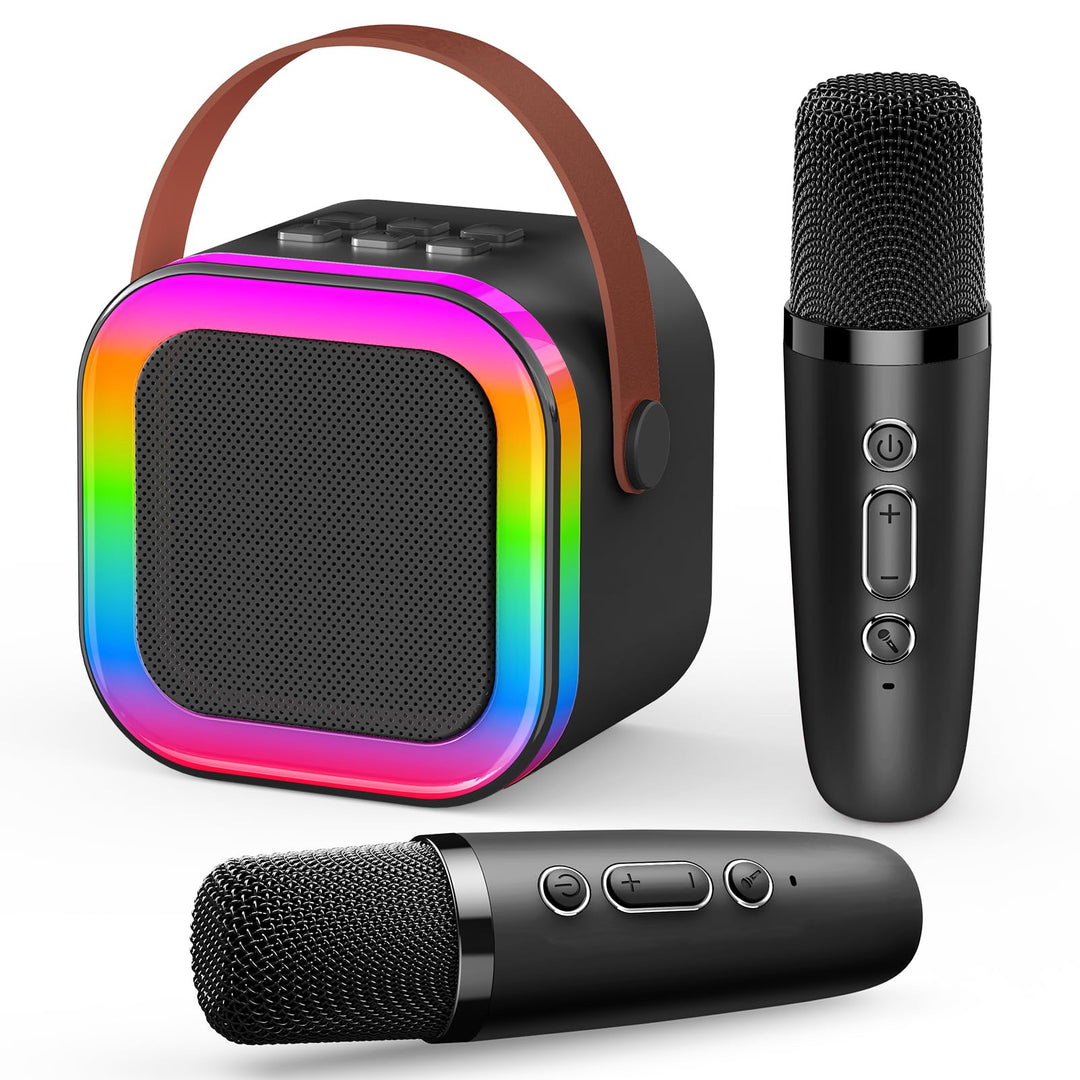 Dislocati Karaoke Maschine mit 2 Karaoke Mikrofon Bluetooth, Geschenk Spielzeug Junge 3-12 Jahre Tra