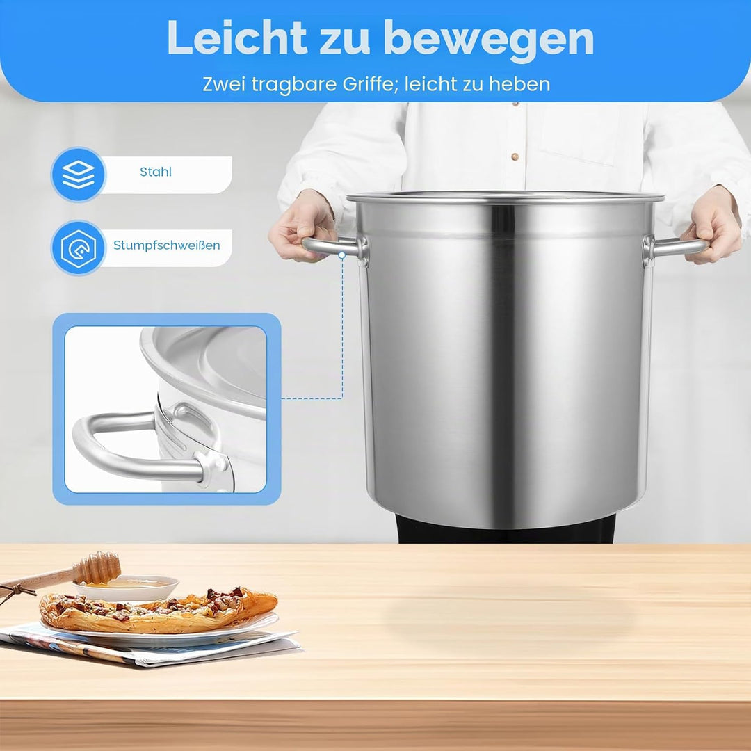 35L Suppentopf Gross, Edelstahl Kochtopf Mit Deckel, Saucepan, Grosse Kapazität Gastronomie Kochtopf