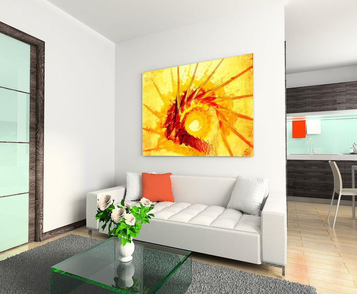 Paul Sinus Art 60x80cm Abstrakt015_Leinwandbild Abstrakte Kunst gelb rot Feuer Spirit Kunstdruck auf