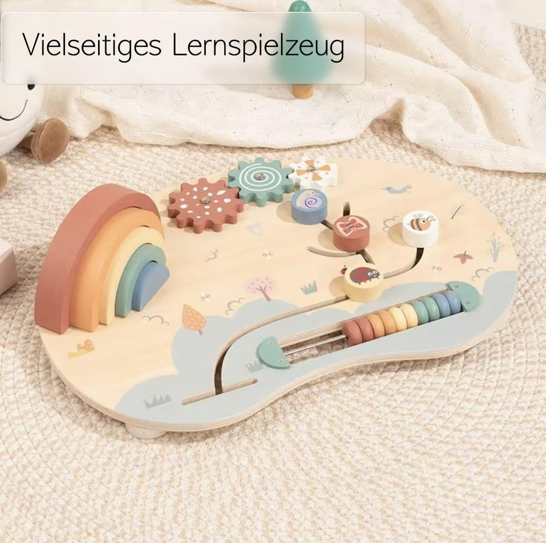 Generisch U3 Montessori Holz Sensorikboard für Kinder ab 1 Jahr, Motorikbrett mit Perlenlabyrinth, Z