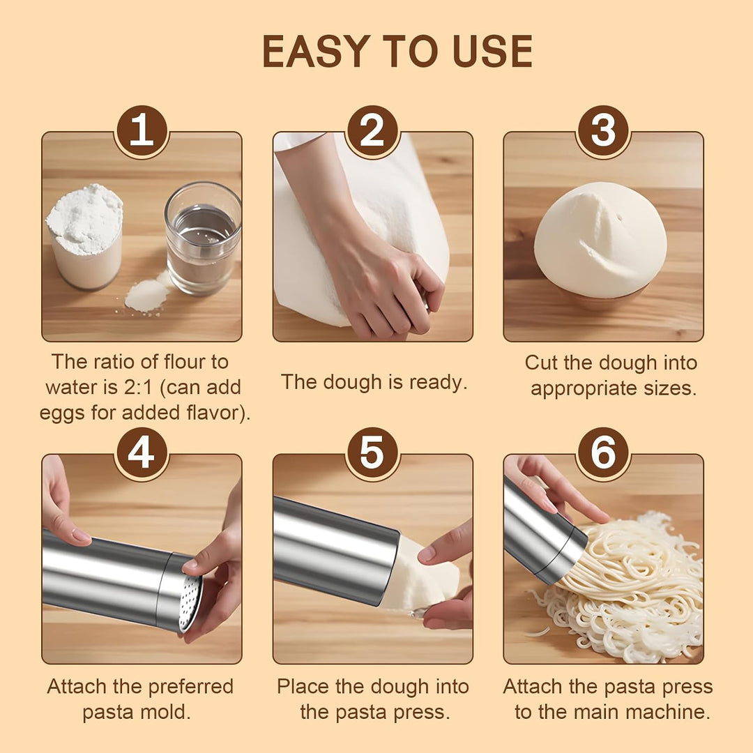 Cordless Handheld Noodle Maker, Portable Electric Pasta Machine with 5 Stainless Steel Molds, Lasagn