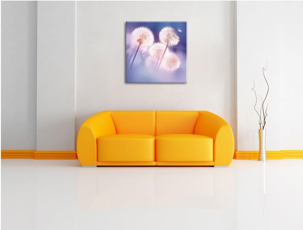 Pixxprint Pusteblumen im morgendlichen Wind als Leinwandbild/Grösse: 70x70 cm/Wandbild/Kunstdruck/fe