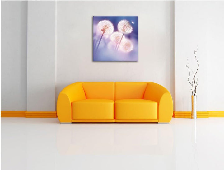 Pixxprint Pusteblumen im morgendlichen Wind als Leinwandbild/Grösse: 70x70 cm/Wandbild/Kunstdruck/fe