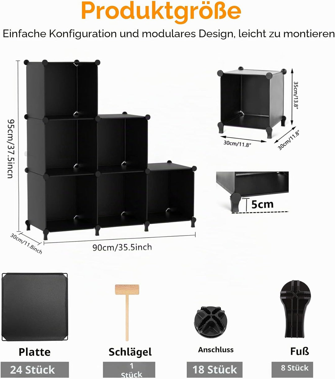 AWTATOS Cube Storage Organizer Closet Shelf Storage Organization Modular 6 Cube DIY Kunststoff quadr