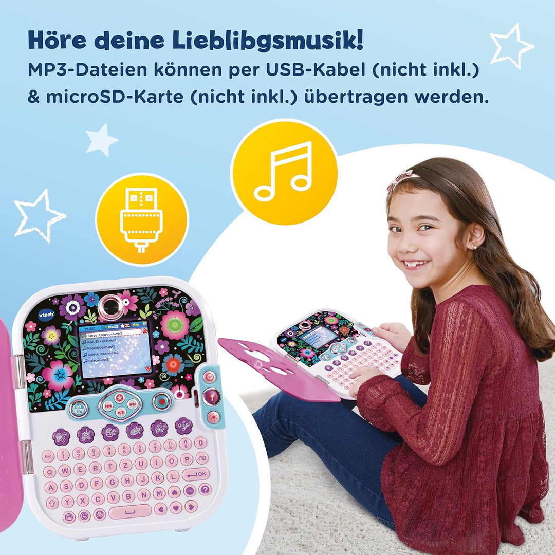 VTech Kidisecrets Selfie Music 2.0 – Kindertagebuch mit 2 Kameras, MP3-Player, Gesichtserkennung, Le