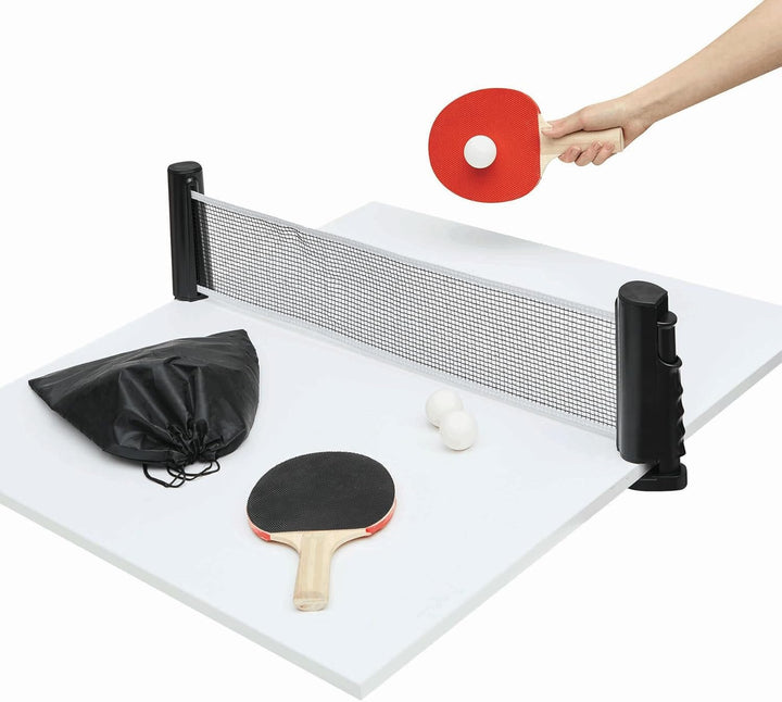 Preiswert&Gut Tischtennis-Set mit ausziehbarem Netz und Bällen, Ping Pong Set für Familie und Freize